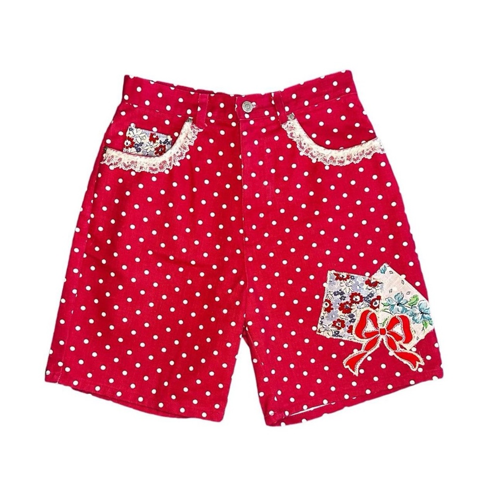 Reworked Upcycled Vintage Red Polka Dot Shorts